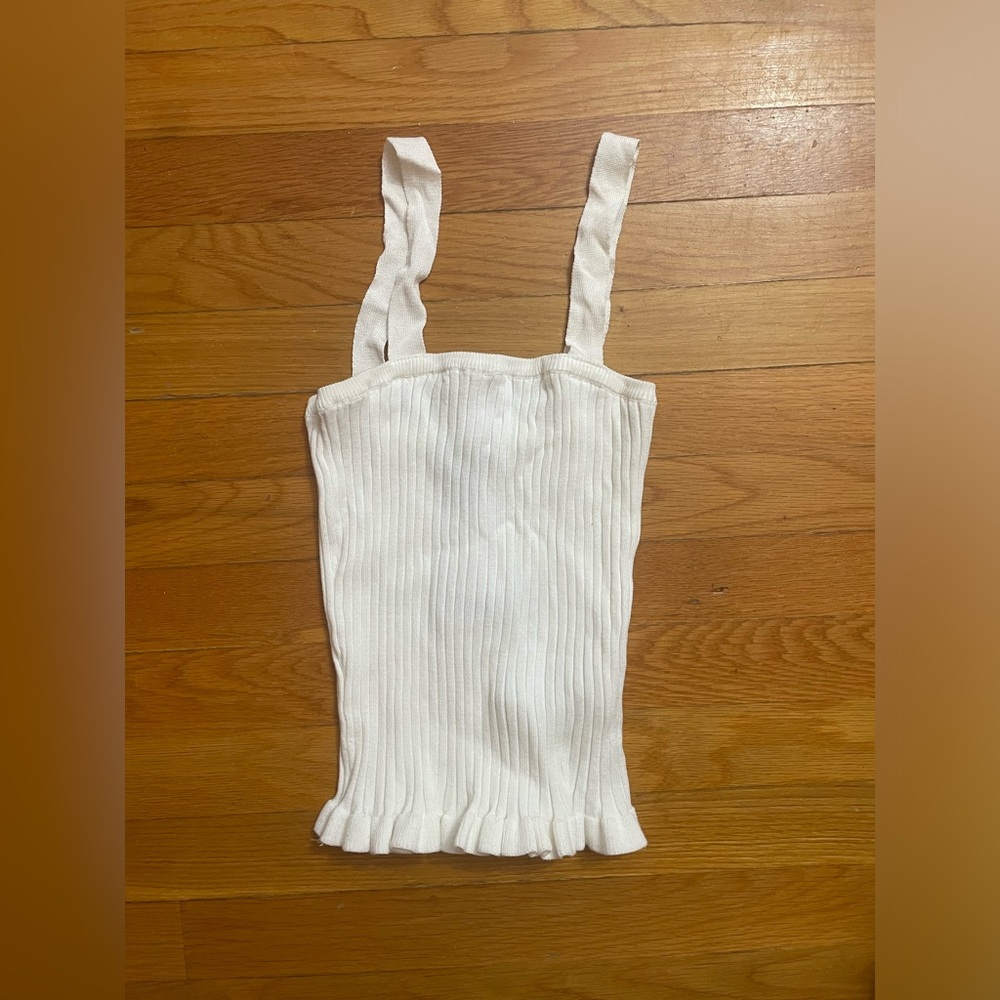 Forever 21 White Ribbed Sleeveless Tank Top